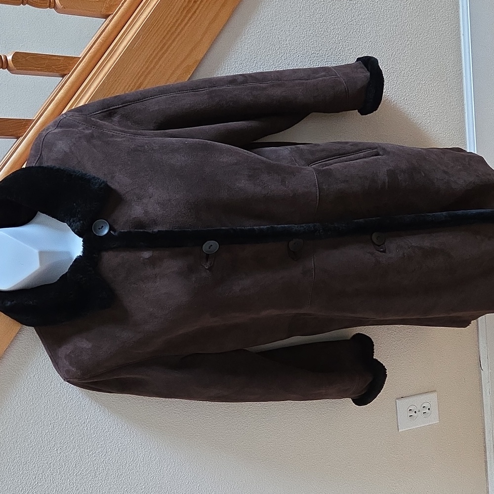 Blue Duck Brown Suede & Black Shearling Coat-M